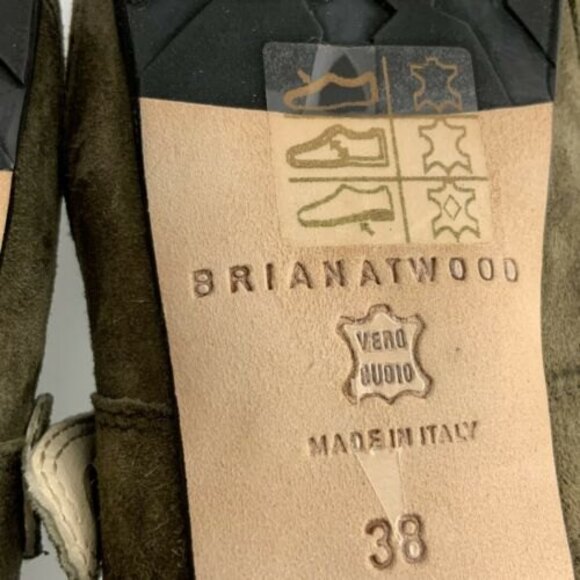 Brian Atwood All Leather Niki Platform Boots Green Military Ankle 38 - Picture 10 of 16